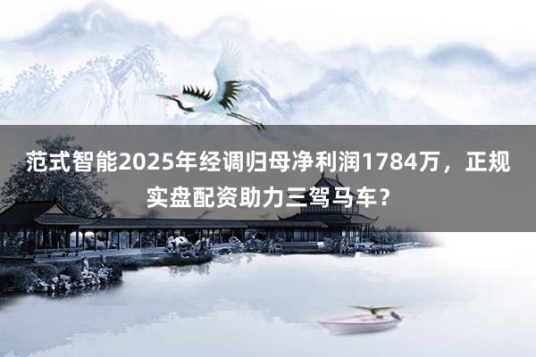 范式智能2025年经调归母净利润1784万，正规实盘配资助力三驾马车？