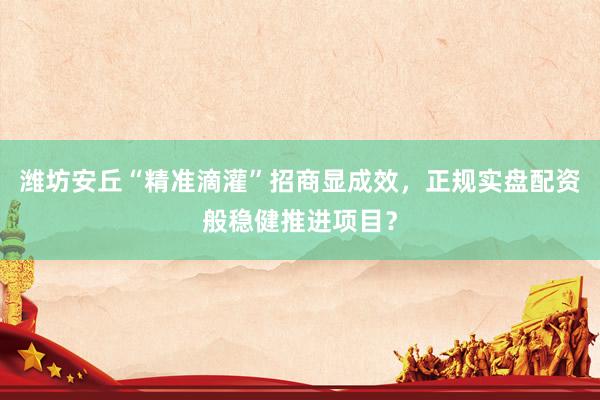 潍坊安丘“精准滴灌”招商显成效，正规实盘配资般稳健推进项目？